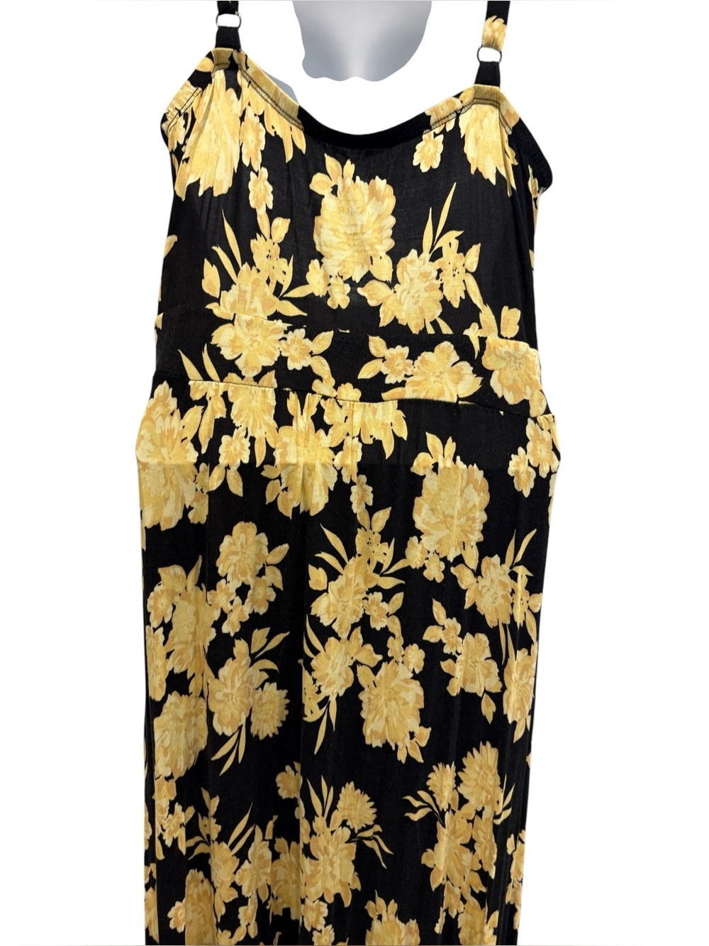 TORRID Women’s Sleeveless Tiered Maxi Dress Sundress Yellow Black Floral Size 1 - Picture 7 of 16
